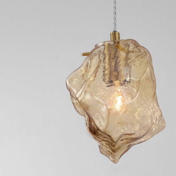 Jantarově hnědé skleněné závěsné světlo Nova Luce Odelle 18 cm
