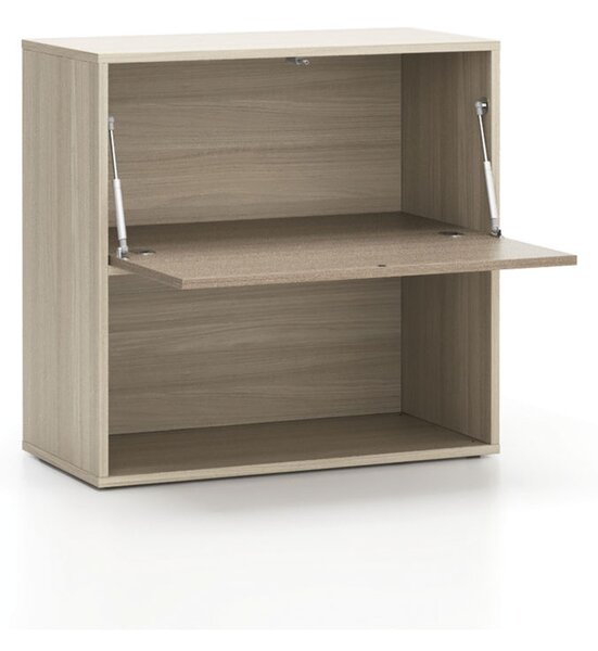 Kancelářský policový regál LAYERS, krátký, 1 box, 800 x 400 x 777 mm, dub přírodní / dub mořený