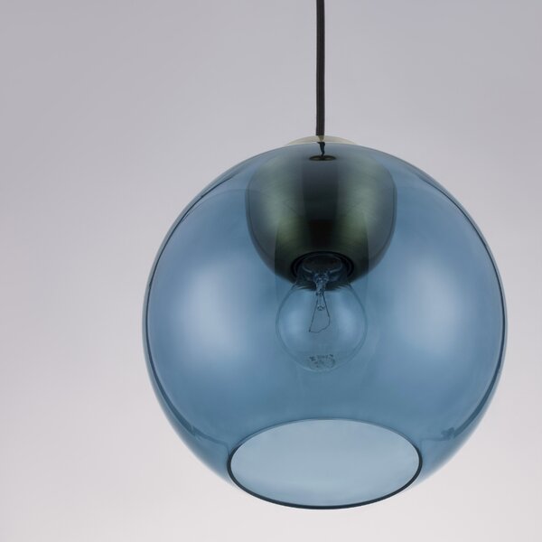 Modré skleněné závěsné světlo Nova Luce Midori 24 cm