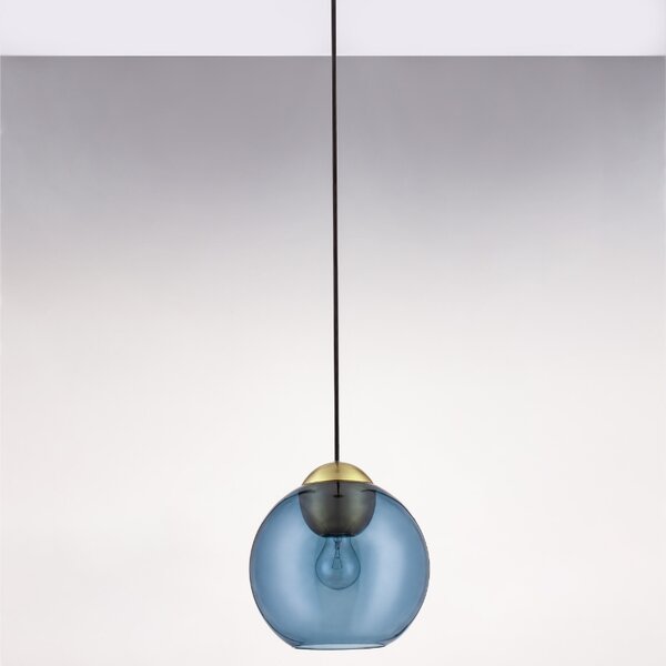 Modré skleněné závěsné světlo Nova Luce Midori 24 cm