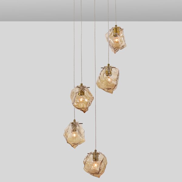 Jantarově hnědé skleněné závěsné světlo Nova Luce Odelle 48 cm