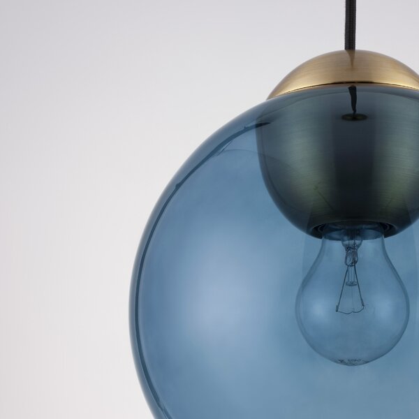 Modré skleněné závěsné světlo Nova Luce Midori 24 cm