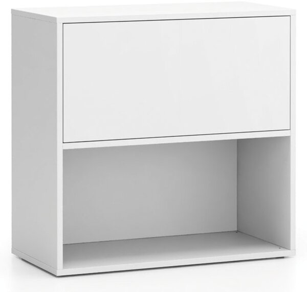 Kancelářský policový regál LAYERS, krátký, 1 box, 800 x 400 x 777 mm, bílá