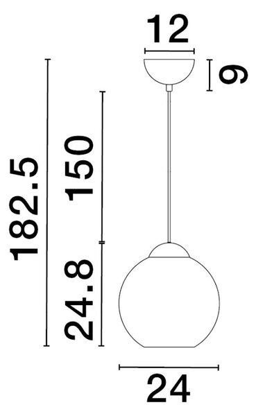 Modré skleněné závěsné světlo Nova Luce Midori 24 cm