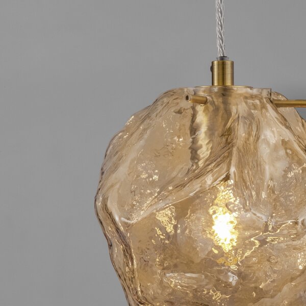 Jantarově hnědé skleněné závěsné světlo Nova Luce Odelle 18 cm