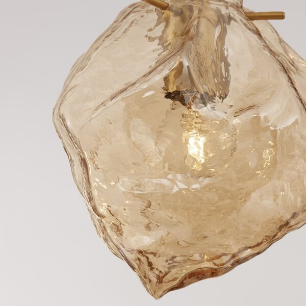 Jantarově hnědé skleněné závěsné světlo Nova Luce Odelle 18 cm