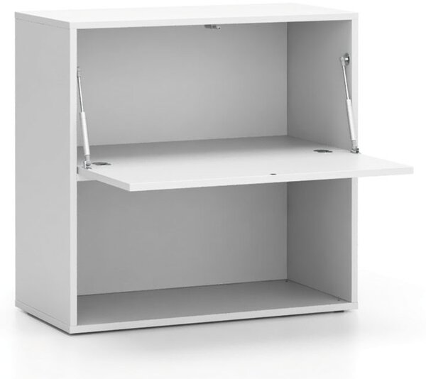 Kancelářský policový regál LAYERS, krátký, 1 box, 800 x 400 x 777 mm, bílá