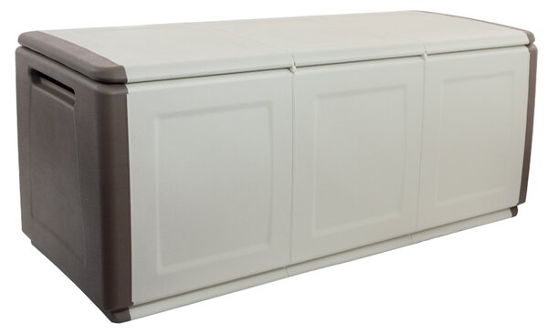 Plastový odkládací box s víkem, 1380x570x530 mm, béžový