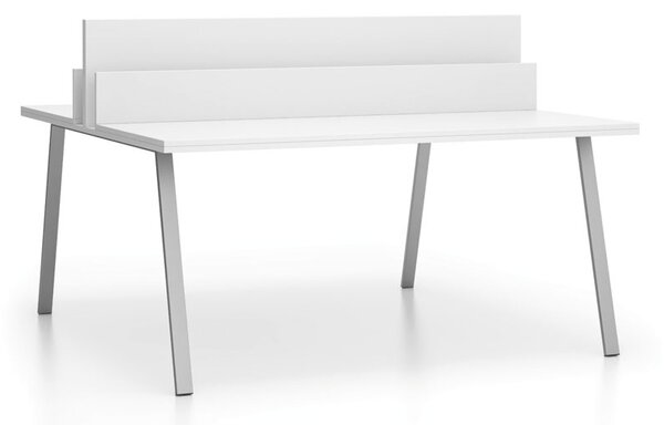 Kancelářský psací stůl DOUBLE LAYERS, s přepážkami, bílá