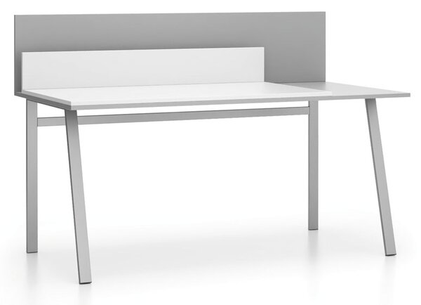 Kancelářský psací stůl SINGLE LAYERS, posuvná vrchní deska, s přepážkami, bílá / šedá