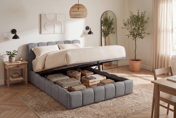 ČALOUNĚNÁ POSTEL, 140/200 cm, šedá Livetastic - Postele s úložným prostorem, Online Only
