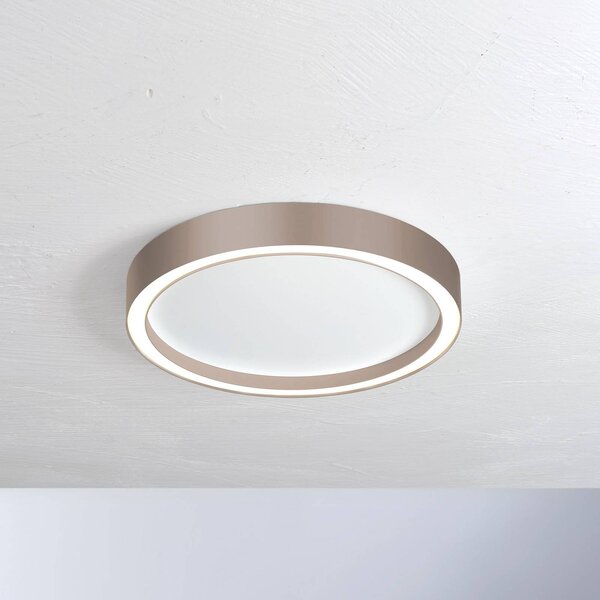 BOPP Stropní svítidlo Bopp Aura LED Ø 55 cm bílá/taupe, stmívatelný, Hnědá / rez, Obývací pokoj / jídelna, Hliník, Moderní