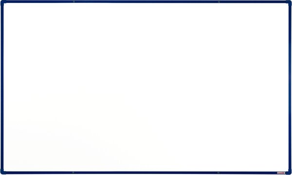 Bílá magnetická popisovací tabule s keramickým povrchem boardOK, 2000 x 1200 mm, modrý rám