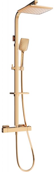 Mexen - CQ62 sprchový set s termostatickou baterií Cube, růžová-zlatá, 772506295-60