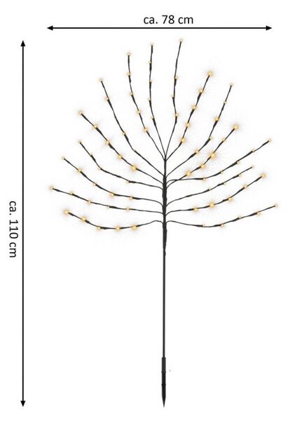 Vánoční dekorace světelný strom, 110 cm, 80 LED, teple bílá