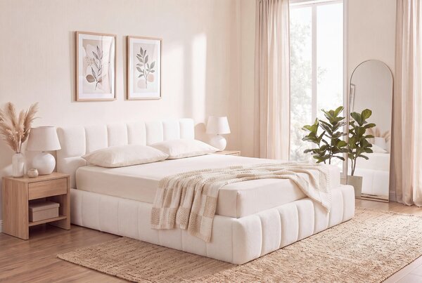 ČALOUNĚNÁ POSTEL, 140/200 cm, krémová Livetastic - Postele s úložným prostorem, Online Only