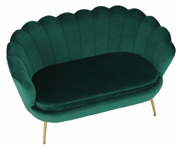 KONDELA Lavice ve stylu Art-deco, smaragdová Velvet látka / gold chrom-zlatý, NOBLIN