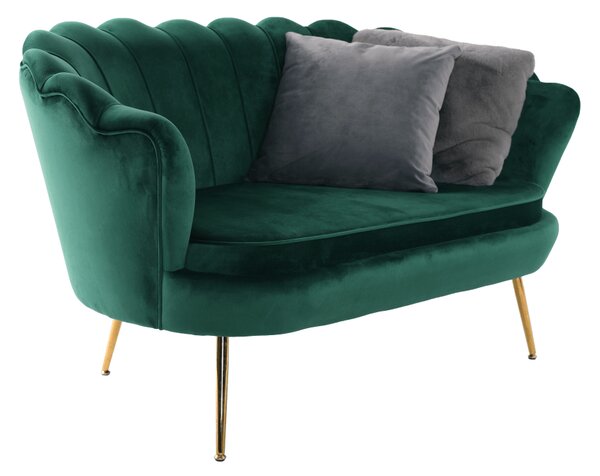 KONDELA Lavice ve stylu Art-deco, smaragdová Velvet látka / gold chrom-zlatý, NOBLIN