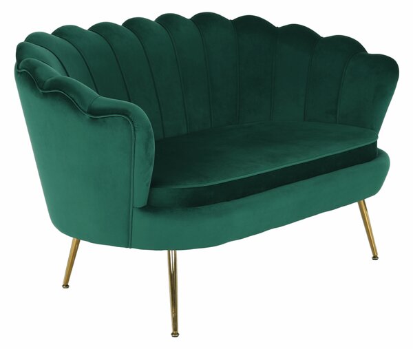 KONDELA Lavice ve stylu Art-deco, smaragdová Velvet látka / gold chrom-zlatý, NOBLIN