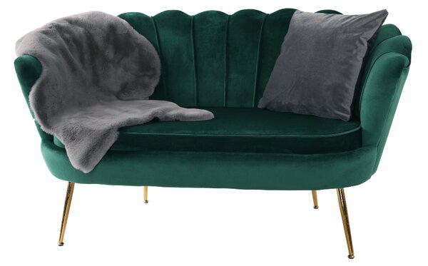 KONDELA Lavice ve stylu Art-deco, smaragdová Velvet látka / gold chrom-zlatý, NOBLIN