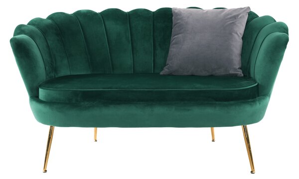 KONDELA Lavice ve stylu Art-deco, smaragdová Velvet látka / gold chrom-zlatý, NOBLIN