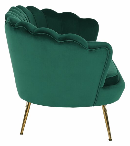 KONDELA Lavice ve stylu Art-deco, smaragdová Velvet látka / gold chrom-zlatý, NOBLIN