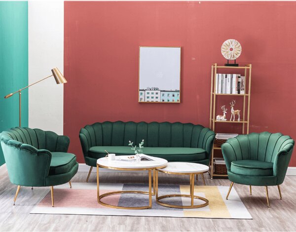 KONDELA Lavice ve stylu Art-deco, smaragdová Velvet látka / gold chrom-zlatý, NOBLIN