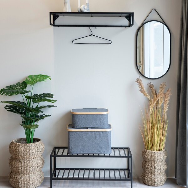 Nordic Living Šedý látkový úložný koš Notem 38 x 26 cm