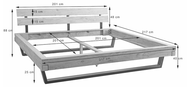 TRÁMOVÁ POSTEL, 200/200 cm, přírodní barvy MID.YOU - Online Only postele, Online Only