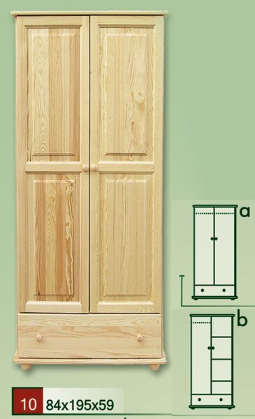 Dřevěná šatní skříň CLASSIC 10a z masivu borovice