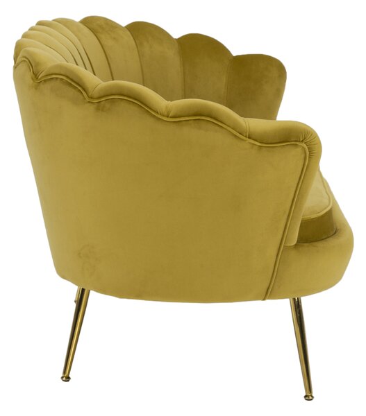 KONDELA Lavice ve stylu Art-deco, hořčicová Velvet látka / gold chrom-zlatý, NOBLIN