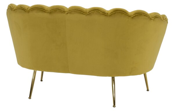 KONDELA Lavice ve stylu Art-deco, hořčicová Velvet látka / gold chrom-zlatý, NOBLIN