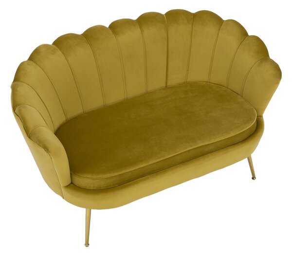 KONDELA Lavice ve stylu Art-deco, hořčicová Velvet látka / gold chrom-zlatý, NOBLIN