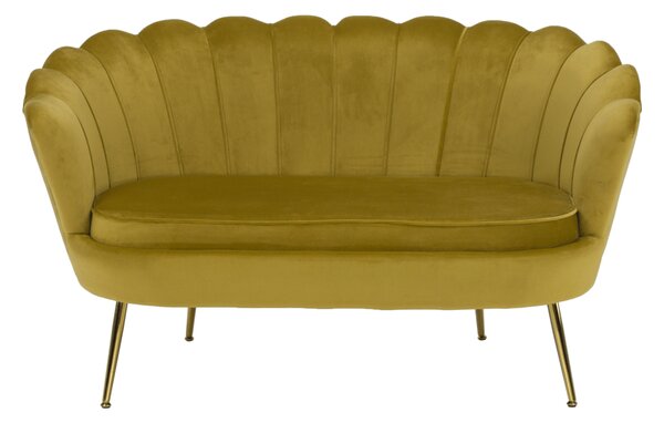 KONDELA Lavice ve stylu Art-deco, hořčicová Velvet látka / gold chrom-zlatý, NOBLIN