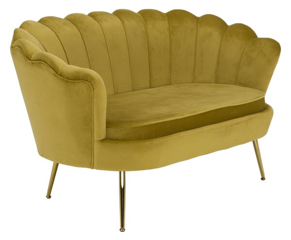 KONDELA Lavice ve stylu Art-deco, hořčicová Velvet látka / gold chrom-zlatý, NOBLIN