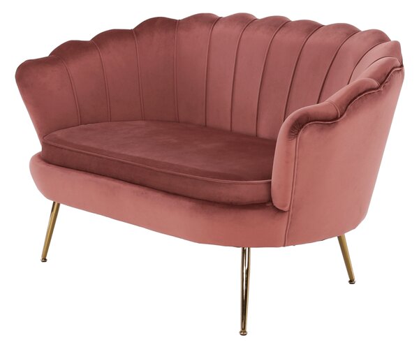 KONDELA Lavice ve stylu Art-deco, růžová Velvet látka / gold chrom-zlatý, NOBLIN