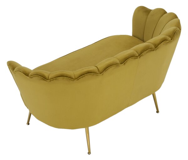 KONDELA Lavice ve stylu Art-deco, hořčicová Velvet látka / gold chrom-zlatý, NOBLIN