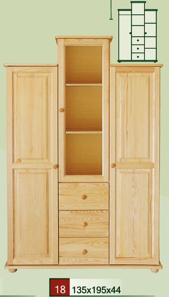Dřevěná šatní skříň CLASSIC 18 z masivu borovice