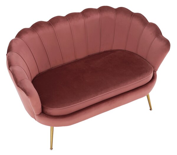 KONDELA Lavice ve stylu Art-deco, růžová Velvet látka / gold chrom-zlatý, NOBLIN