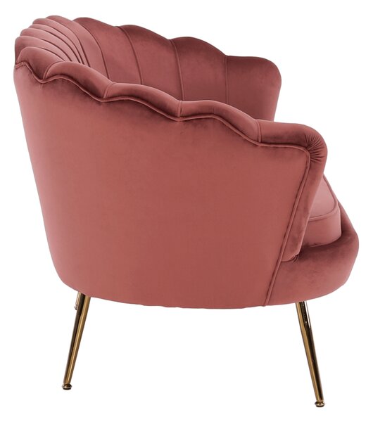 KONDELA Lavice ve stylu Art-deco, růžová Velvet látka / gold chrom-zlatý, NOBLIN
