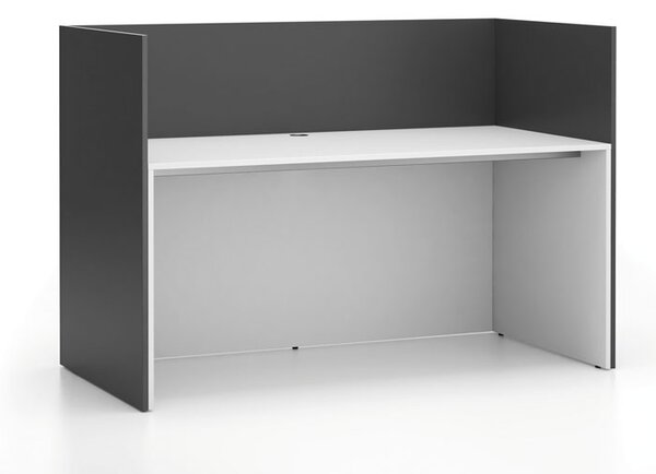 Kancelářská sestava single s paravánem SEGMENT, rovná, bílá/grafitová