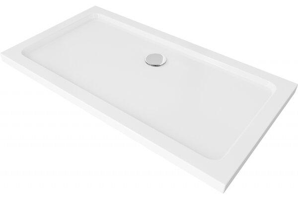 Mexen Flat obdélníková vanička do sprchového koutu slim 120 x 70 cm, Bílá, sifon Chromovaná
