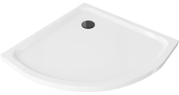 Mexen Flat polokulatá vanička do sprchového koutu slim 90 x 90 cm, Bílá, sifon Černá