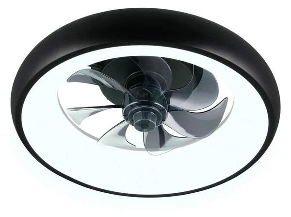 Trio Leuchten R69182132 MUONIO - Stropní LED černý ventilátor s dálkovým ovladačem, LED 20W, 2300lm, 2700-6500K, Ø 40cm (LED stropní ventilátor stmívatelný ovladačem)