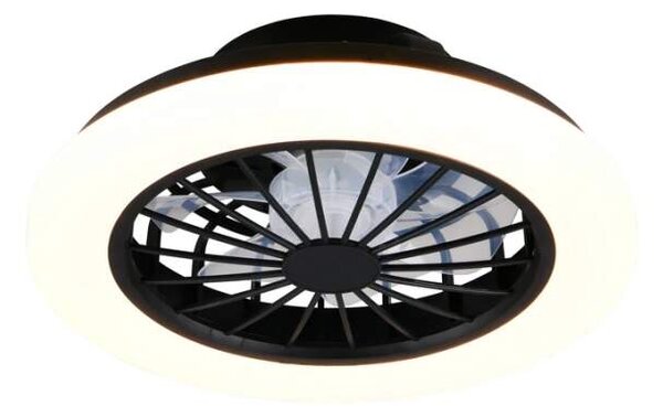 Trio Leuchten R69222132 ROTSUND - Stropní LED černý ventilátor s dálkovým ovladačem, LED 22W, 3000lm, 2700-6500K, Ø 38cm (LED stropní ventilátor stmívatelný ovladačem)