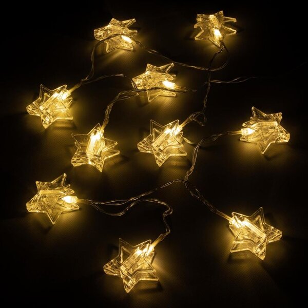 Nexos Vánoční světelný řetěz hvězdy, teple bílá, 10 LED