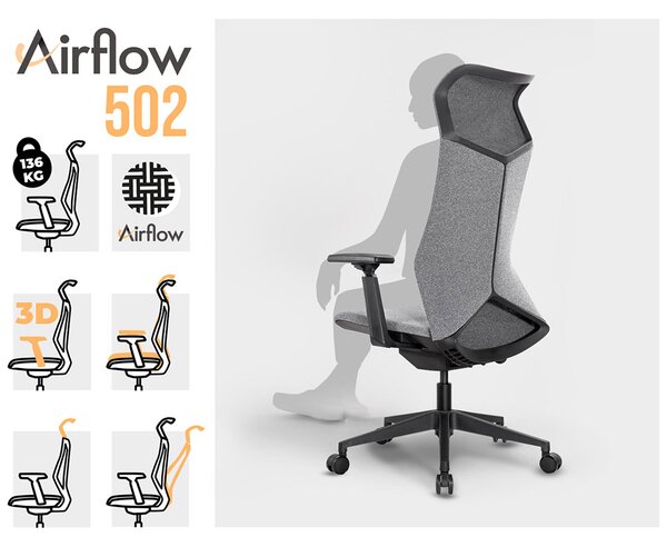 MOSH Kancelářská židle Airflow 502 šedá