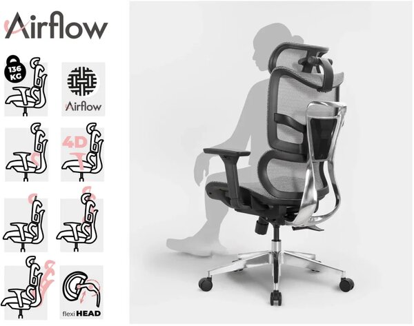 MOSH Kancelářská židle Airflow 690 černá/bílá