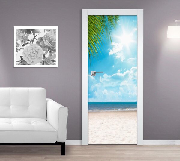 Samolepící fototapeta na dveře 95x210cm - Slunečná pláž, 666253