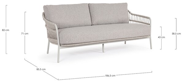 Bizzotto Šedá zahradní pohovka Talaia 186,5 cm